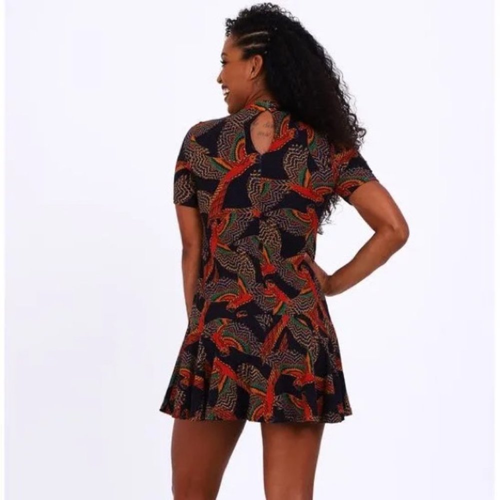 Farm Rio Ancestral Rib Ruffle Mini Dress size L - Picture 3 of 10